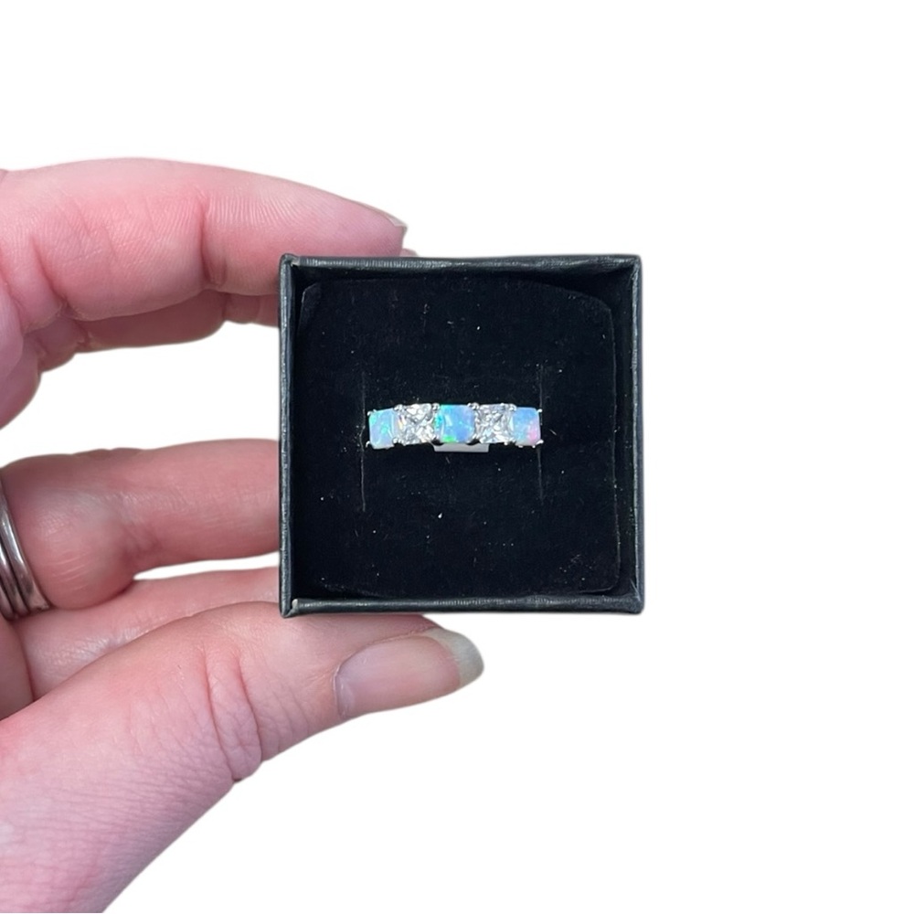 Bomb Party Women’s Fire Opal & White Topaz 5 Stone Ring - Size 7